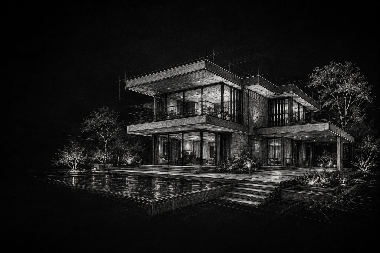 Hand-drawn architectural study