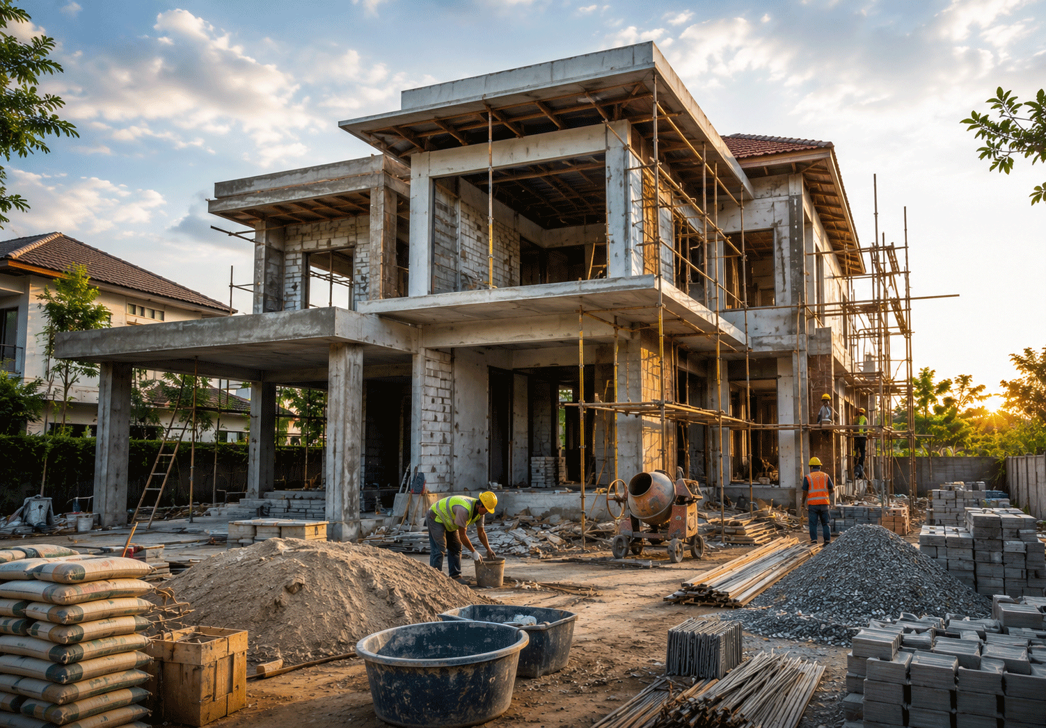 Construction execution and skilled workmanship in progress